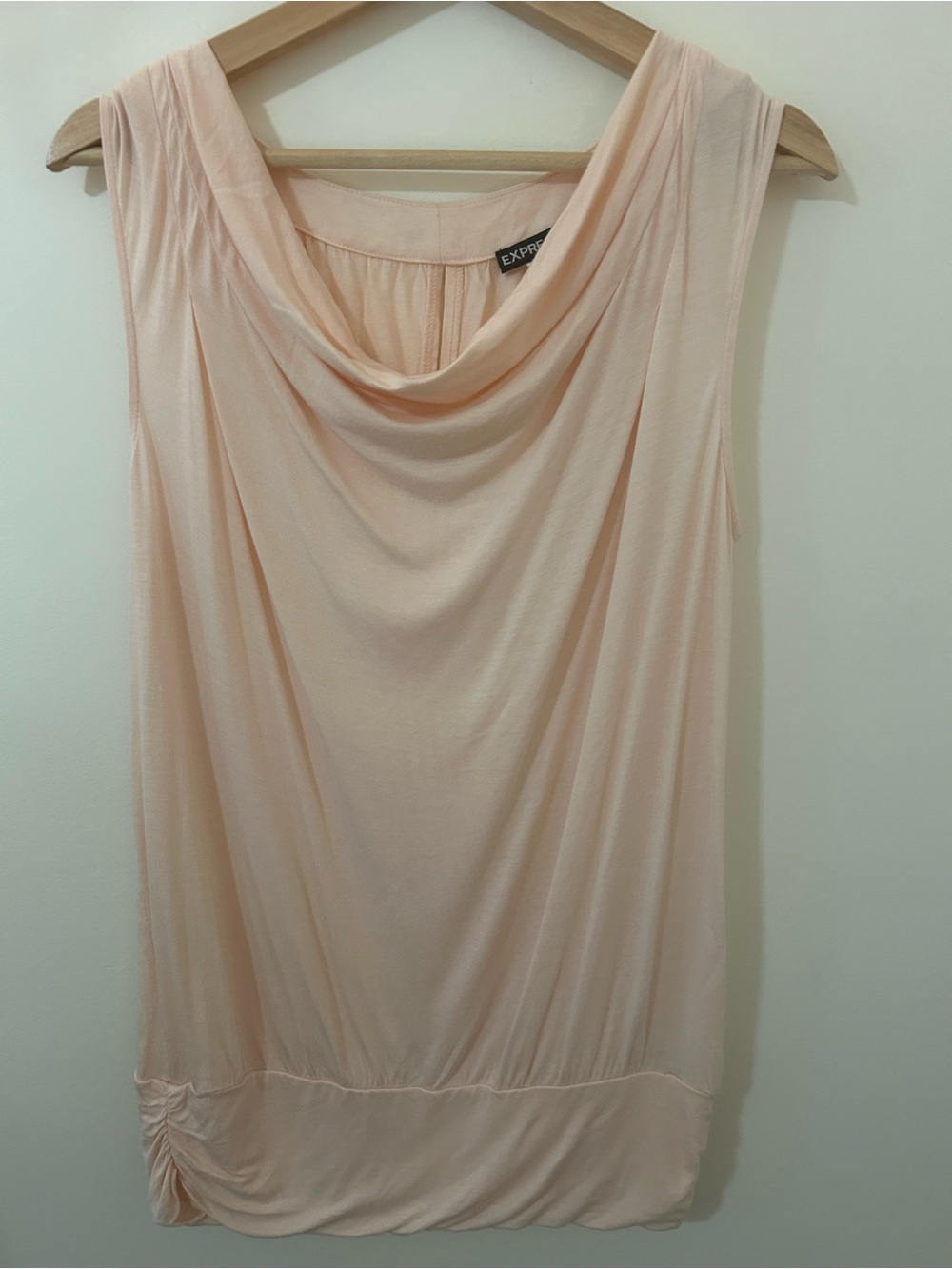 Express Blush Pink Draped Cowl Neck Ruched Side Sleeveless Top Medium